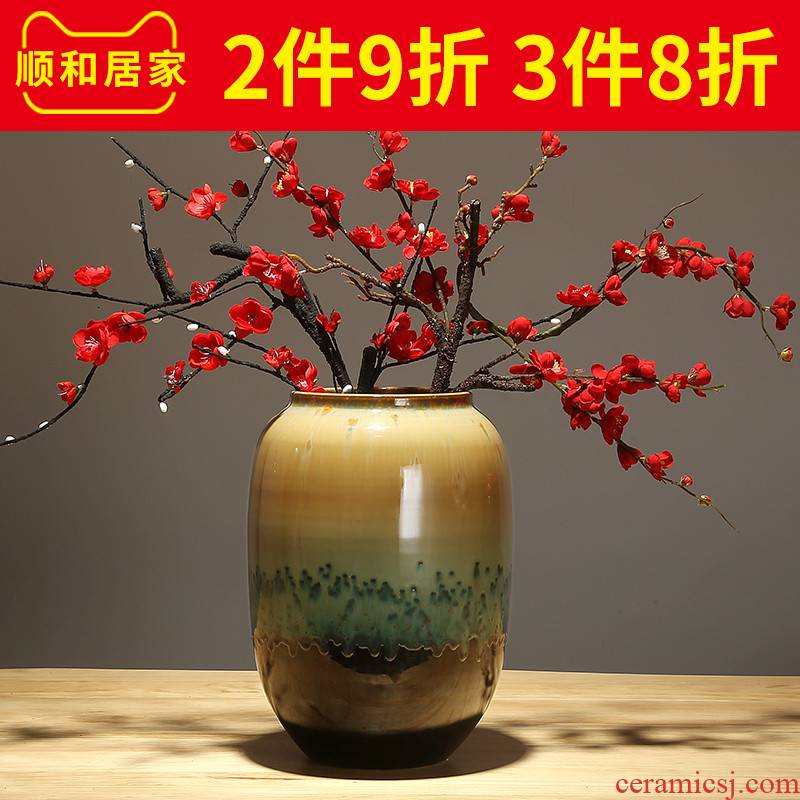 Jingdezhen ceramics modern creative new Chinese style household living room table place flower arranging dried flower decoration process