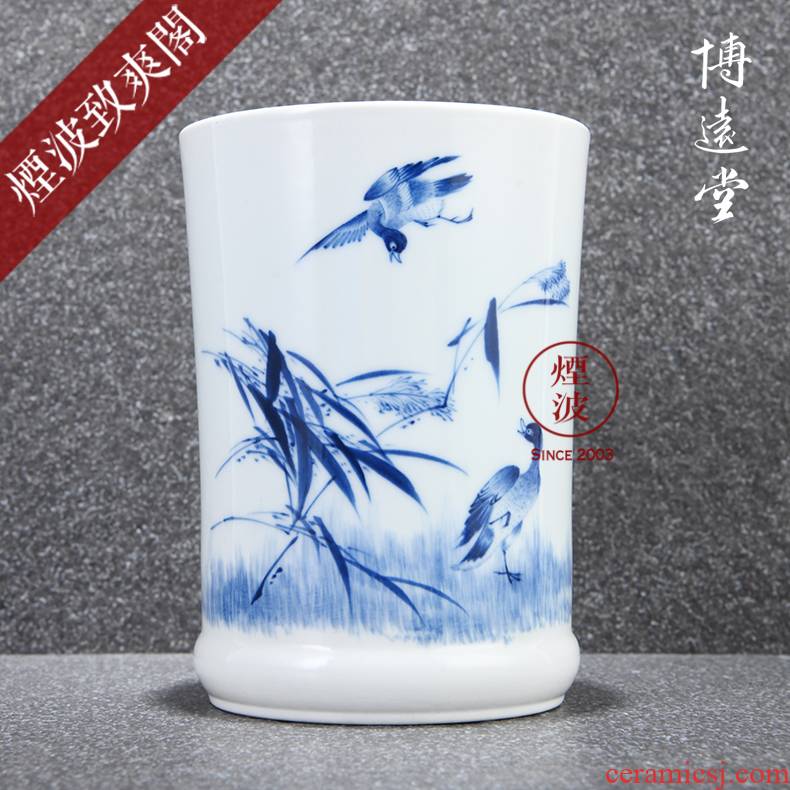 Those jingdezhen bo JingDe hand made blue and white porcelain up rich far far hall hall with blue and white LuYan brush pot