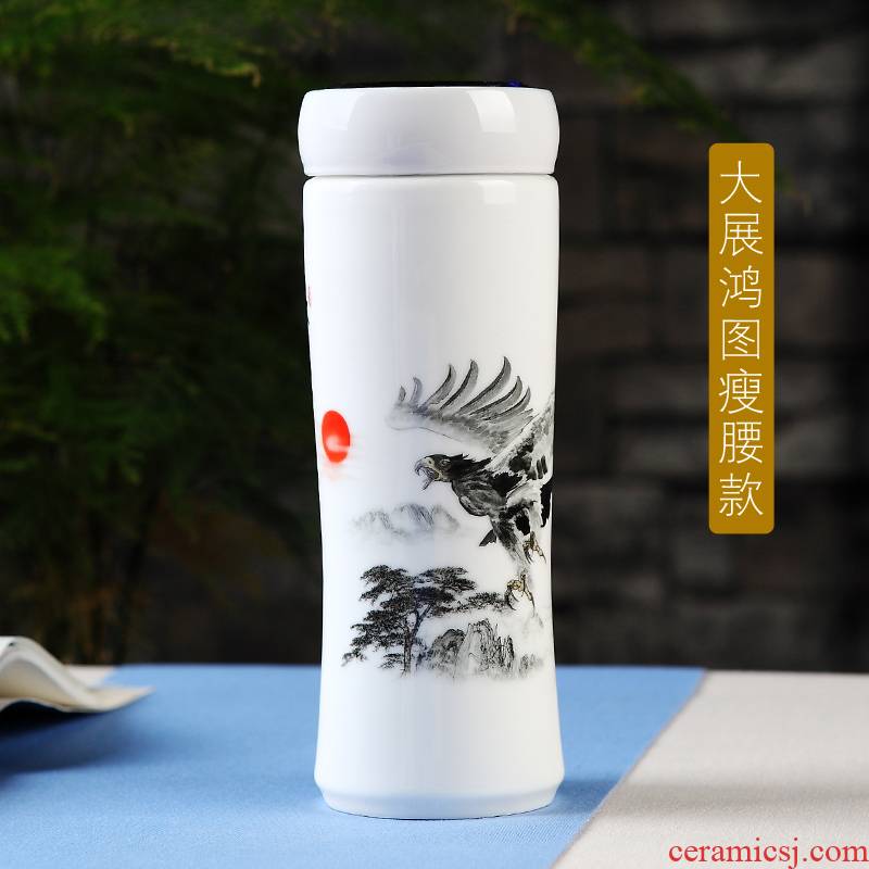 Jingdezhen new double ceramic cup tea cup vacuum cup with cover home office gift mugs
