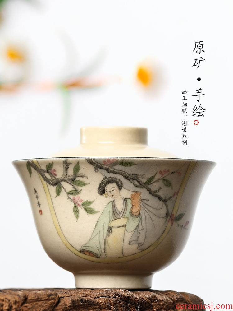Kombucha tea tureen single jingdezhen tea ware hand - made character pure manual hand grasp tea bowl of hot tea cups
