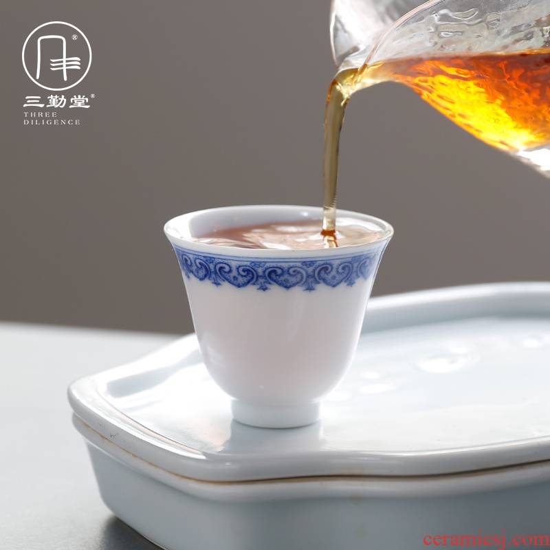 Three frequently hall jingdezhen porcelain cups ceramic sample tea cup masters cup single CPU S43009 kung fu tea lovers