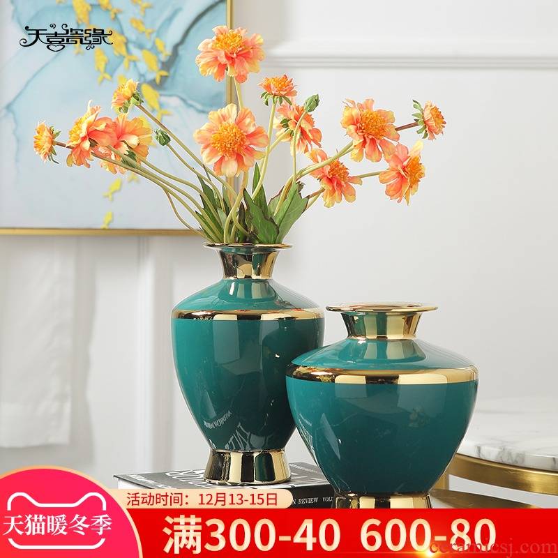 Jingdezhen modern new Chinese vase light key-2 luxury furnishing articles ceramic vase restoring ancient ways is the sitting room porch hotel soft decoration