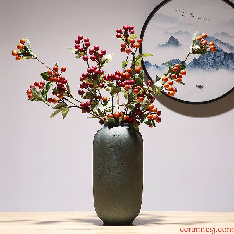 Jingdezhen crafts dried flower vase modern creative living room TV cabinet decoration of Chinese style porch ceramic vase