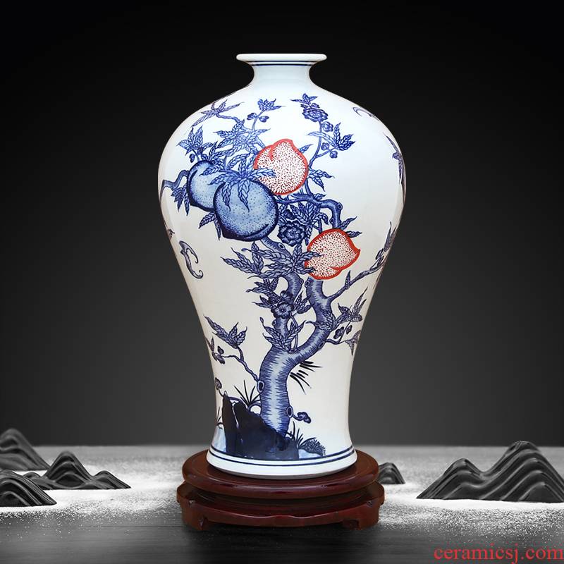 To ceramics antique blue - and - white hand - made youligong live long and proper vase furnishing articles