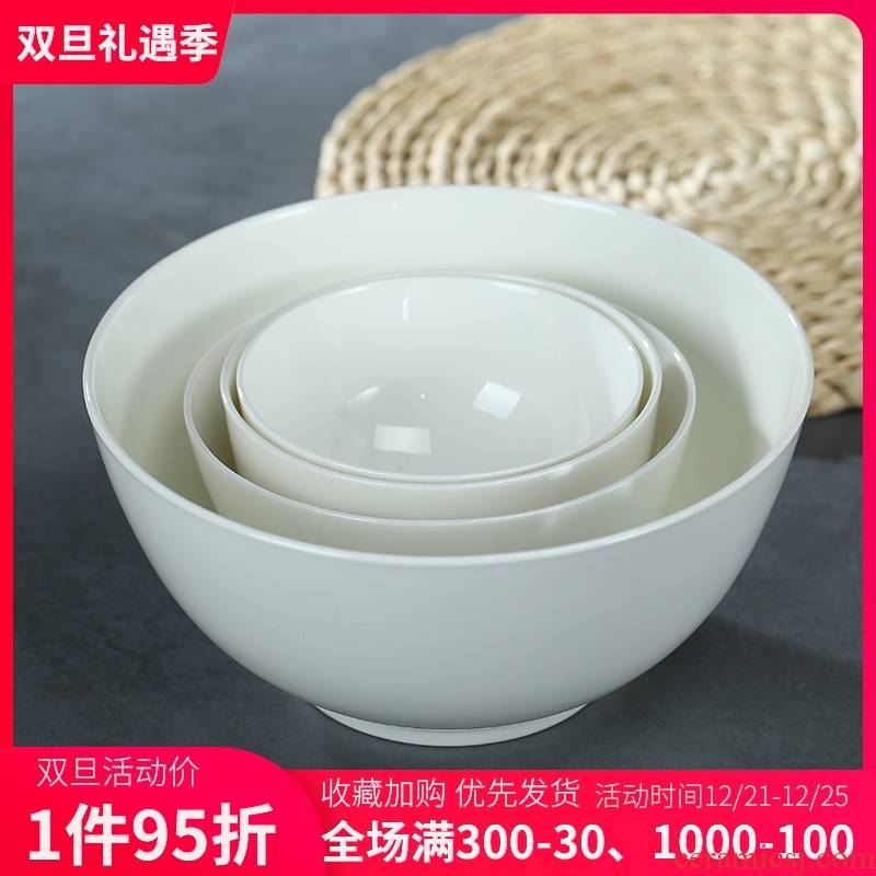 Jingdezhen ceramic rice bowl pure white eat bowl household ipads porcelain tableware to use large size bowl noodles bowl