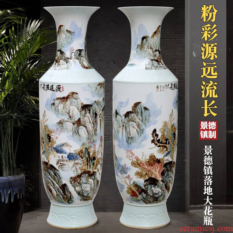 Jingdezhen ceramics hand - made enjoy a long history of landscape painting of large vase living room TV cabinet furnishing articles ornaments