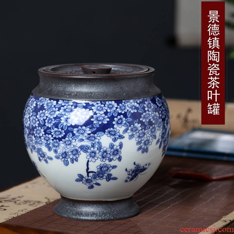 Jingdezhen ceramic tea pot 1 catty puer tea, green tea storage jar airtight jar of bulk tea POTS sealed storage device