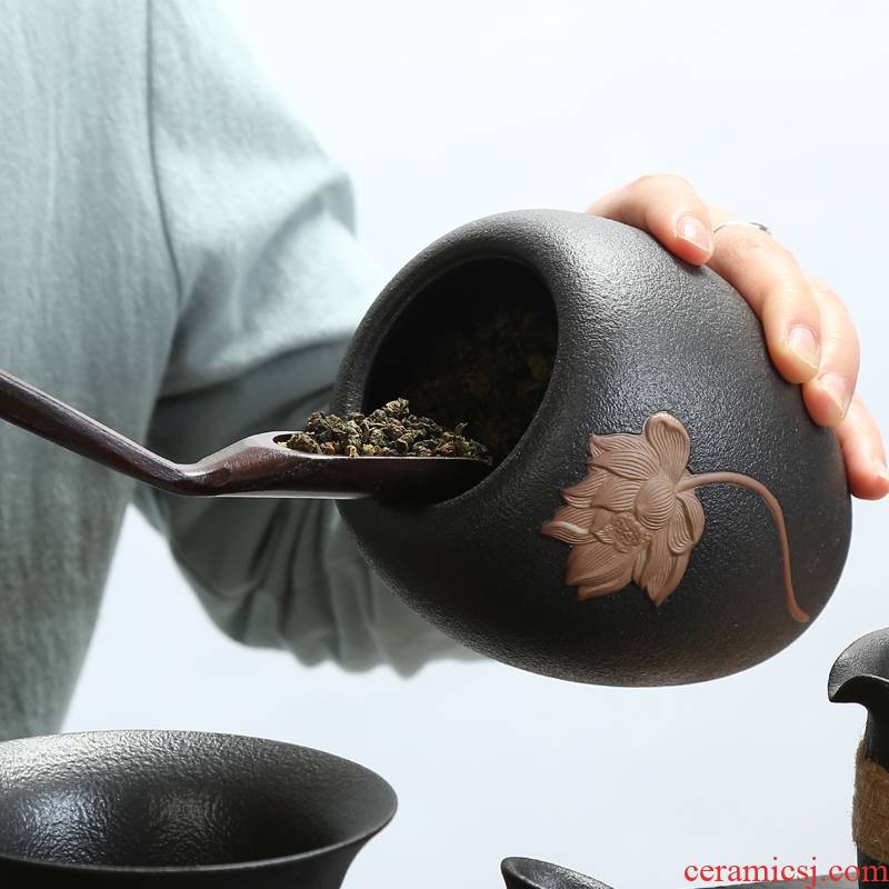 Qiao mu coarse pottery caddy fixings large ceramic seal tank bulk tank storage jar of pu - erh tea, green tea and white tea pot