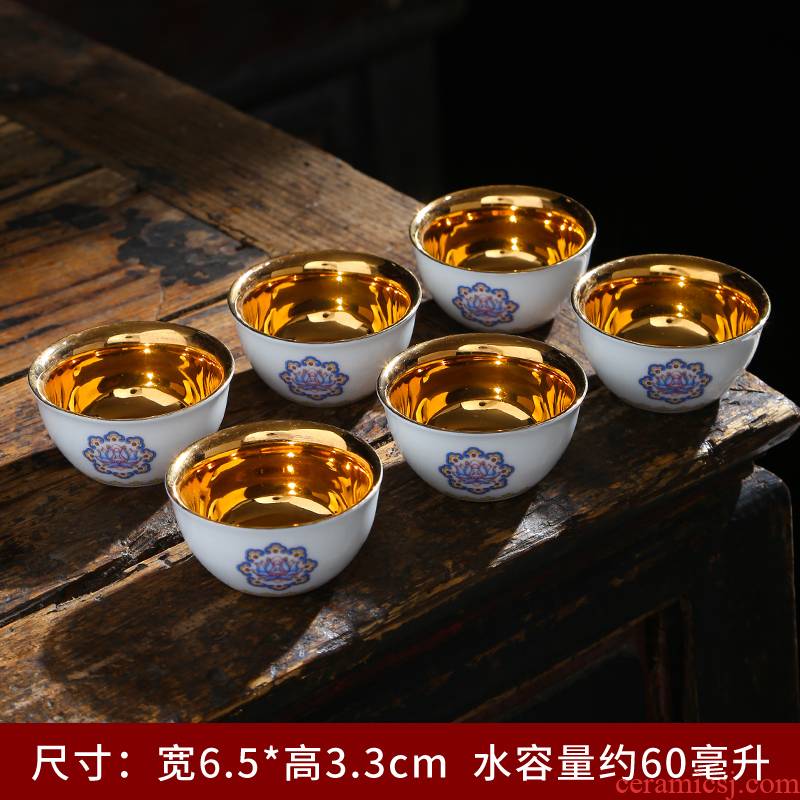 Single cup silver cup silver 999 silver cup master kung fu tea tea cups of jingdezhen ceramics, the silver cup