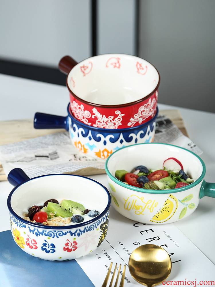 Creative large household ceramics rainbow such use salad bowl rice bowls Japanese - style tableware suit western - style dishes suit move