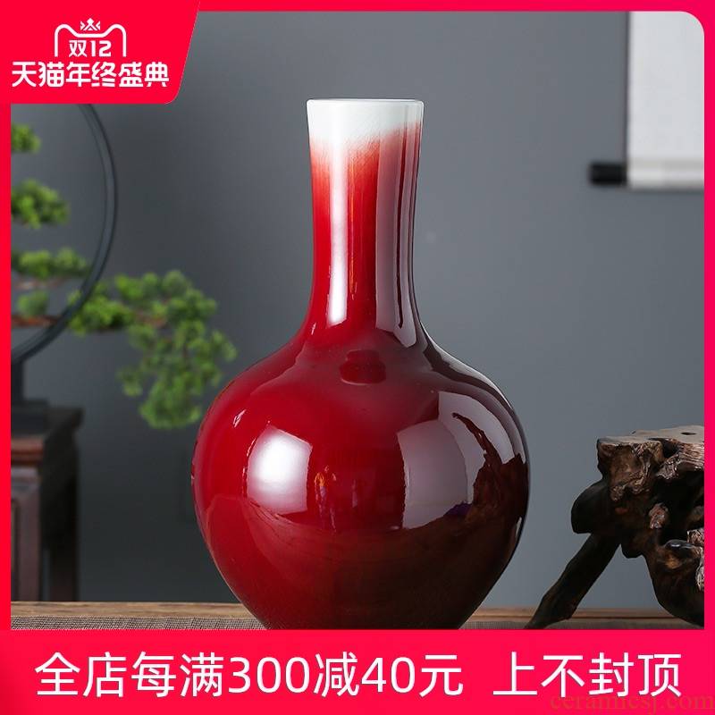 Jingdezhen ceramics glaze color ruby red tree vase decoration furnishing articles home sitting room hotel opening gifts