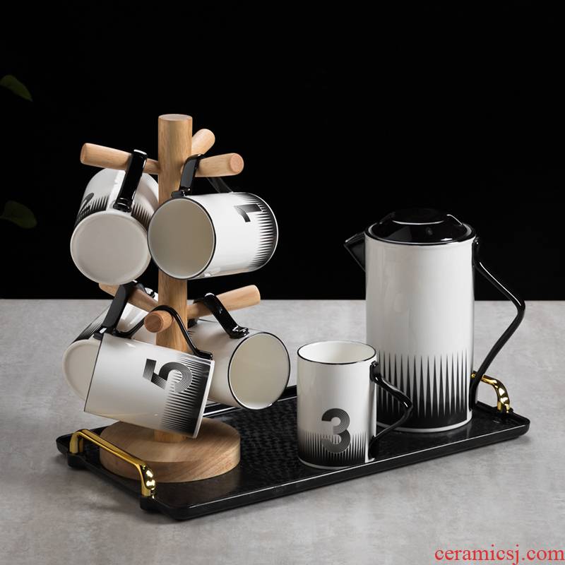 Northern European cup home kit manual tracing ceramic cool tea set suit sitting room temperature kettle