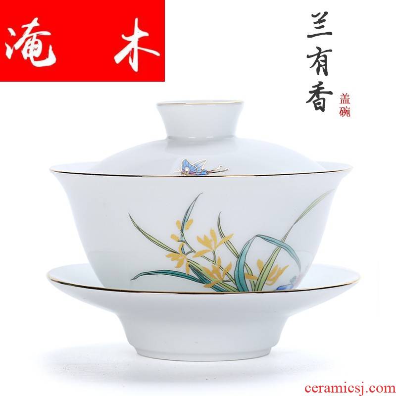 Flooded demand from the sweet ceramic tureen kung fu tea set white porcelain three to make tea bowl to bowl large bowl bowl