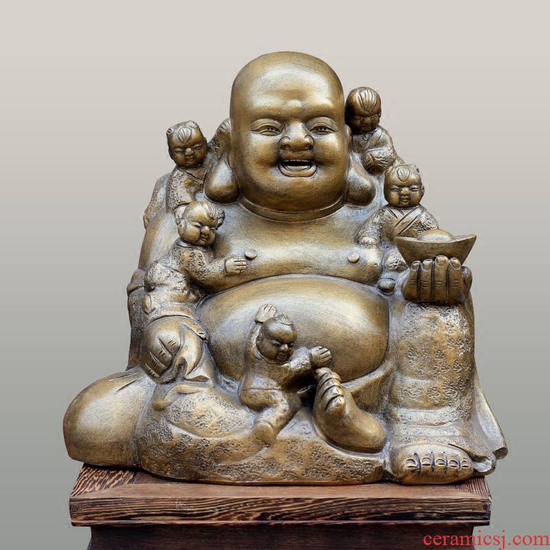 Jingdezhen ceramic engraving smiling Buddha maitreya shop hotel mesa desktop large furnishing articles and heavily Buddha