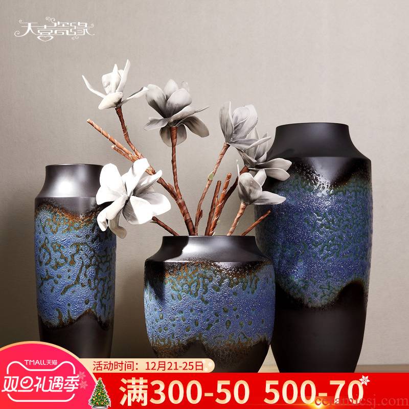 Jingdezhen ceramic vase planting of new Chinese style three - piece suit I sitting room ground adornment TV ark, furnishing articles