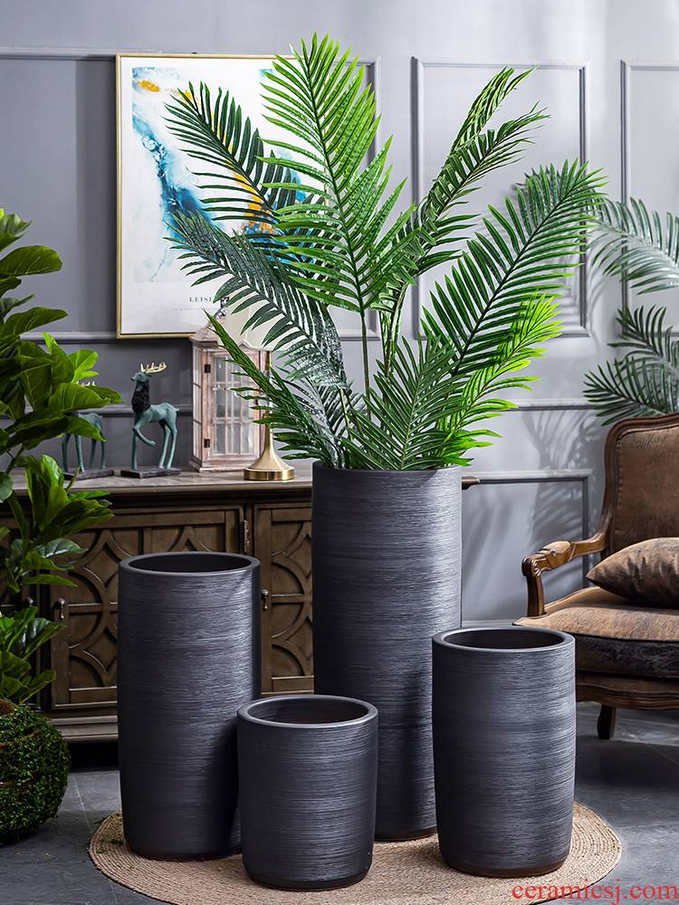 I and contracted large flower pot villa interior furnishing articles creative ceramic basin of large ground plant black vase