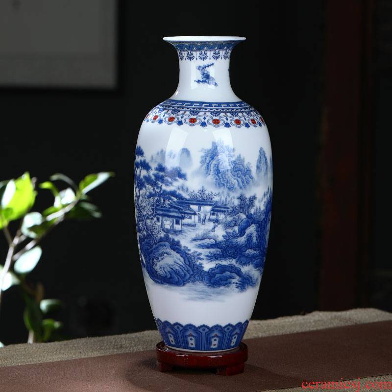 Jingdezhen ceramics and blue and white porcelain vases, flower arrangement furnishing articles sitting room of Chinese style household rich ancient frame trinkets