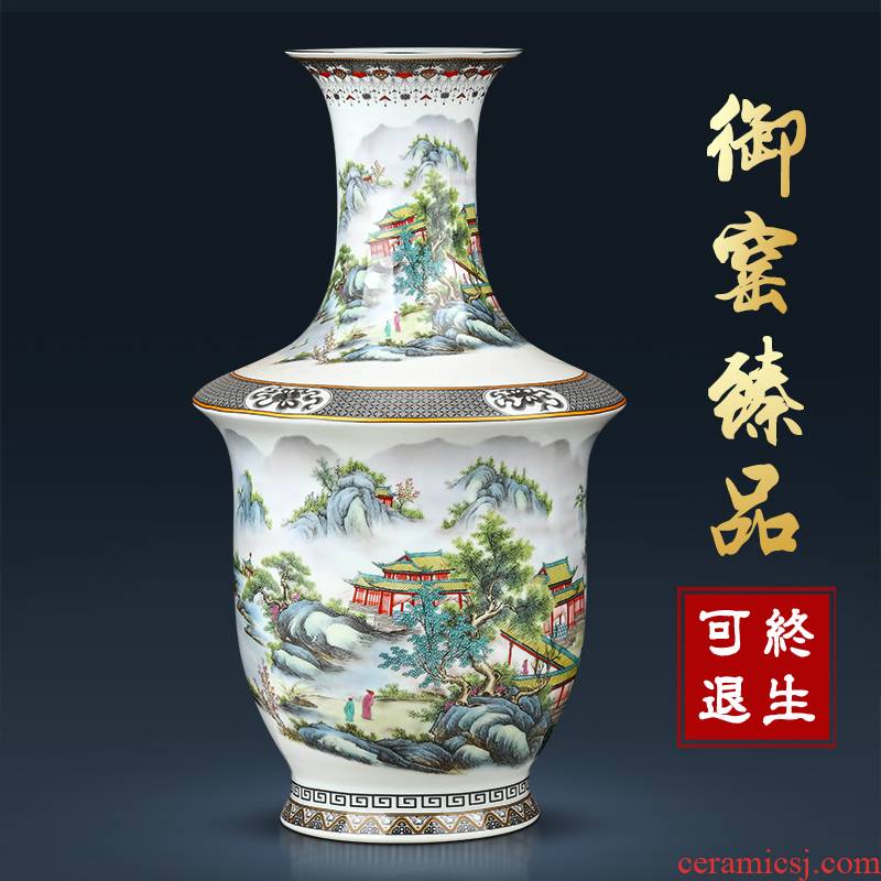 Jingdezhen ceramics vase furnishing articles archaize pastel Chinese style household porcelain of flower arrangement sitting room TV cabinet decoration