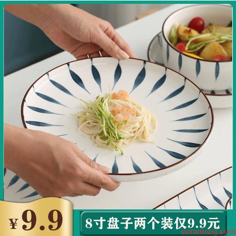 Plate Plate of household creative Japanese steak dinner Plate one food web celebrity composite ceramic dishes set tableware