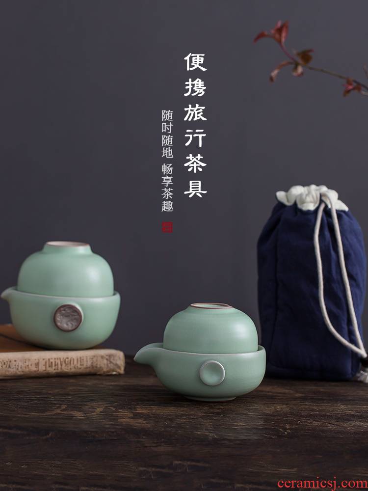 Your up crack cup a pot of 2 CPU use portable travel hand grasp pot of jingdezhen ceramic kung fu tea set CPU