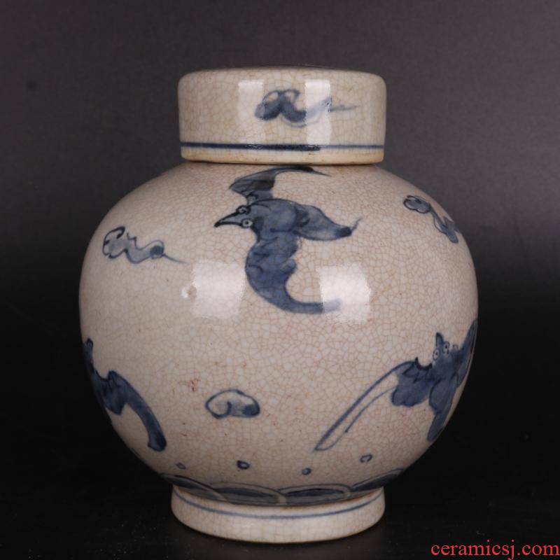 Ming blue and white live lines caddy fixings hand - made antique crafts porcelain household of Chinese style furnishing articles antique curio collection