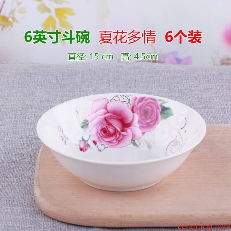 6 inches rainbow such use ceramic household rainbow such use large soup bowl dish bucket bowl of noodles bowl 6 suit microwave tableware bowls
