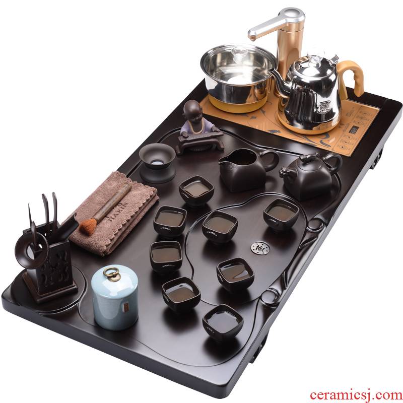 Shadow ebony wood, automatic water rest one tea tray was violet arenaceous household kung fu tea set JX
