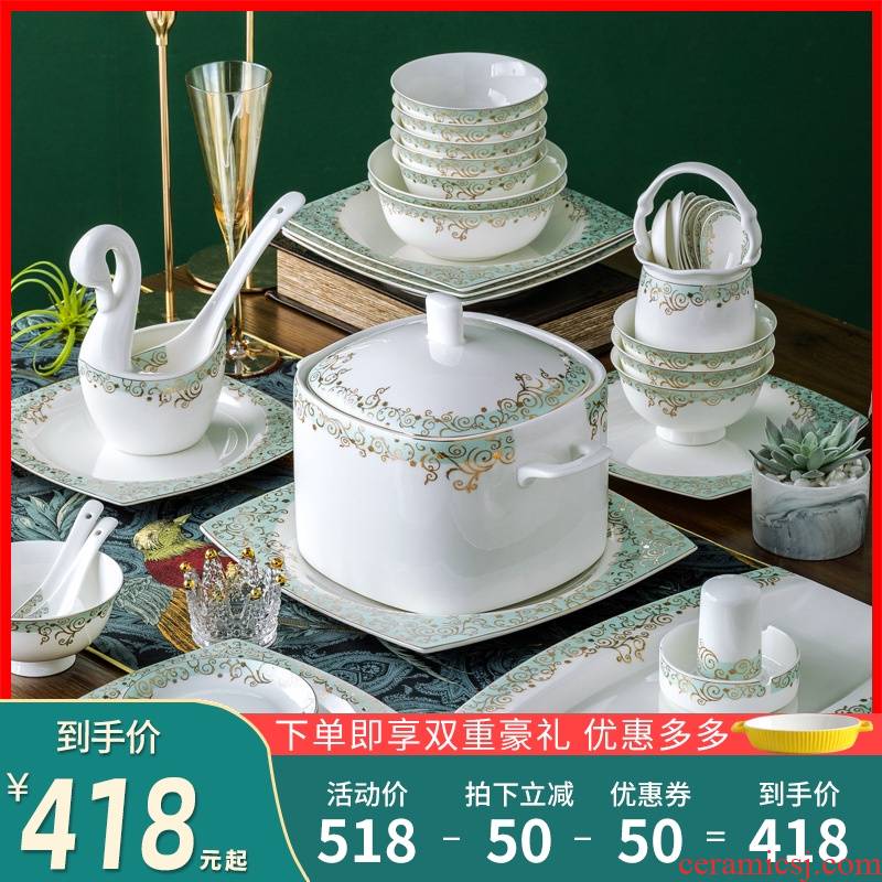 Eat the dishes suit household contracted Europe type ceramic bowl chopsticks Chinese jingdezhen porcelain tableware portfolio ipads plate