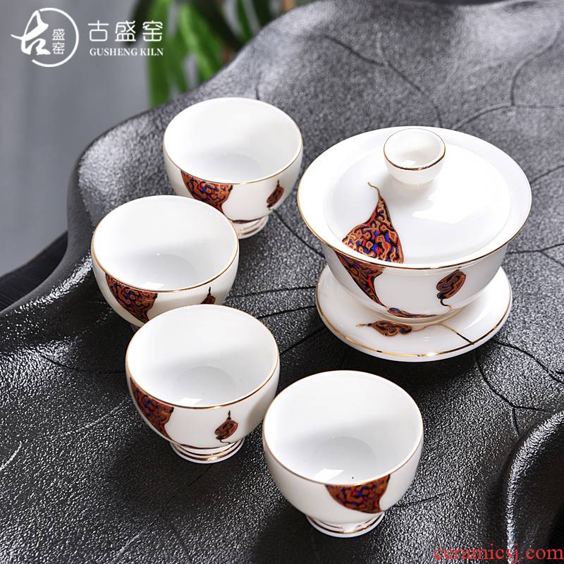 Ancient sheng up 4 new hand - made tureen travel suit portable package to crack a pot of ceramic fourth outdoors