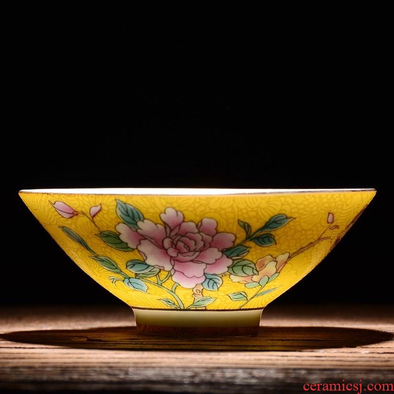 Jingdezhen tea cups ceramic bowl grilled famille rose flower flower sample tea cup master single CPU hand - made kung fu tea cups