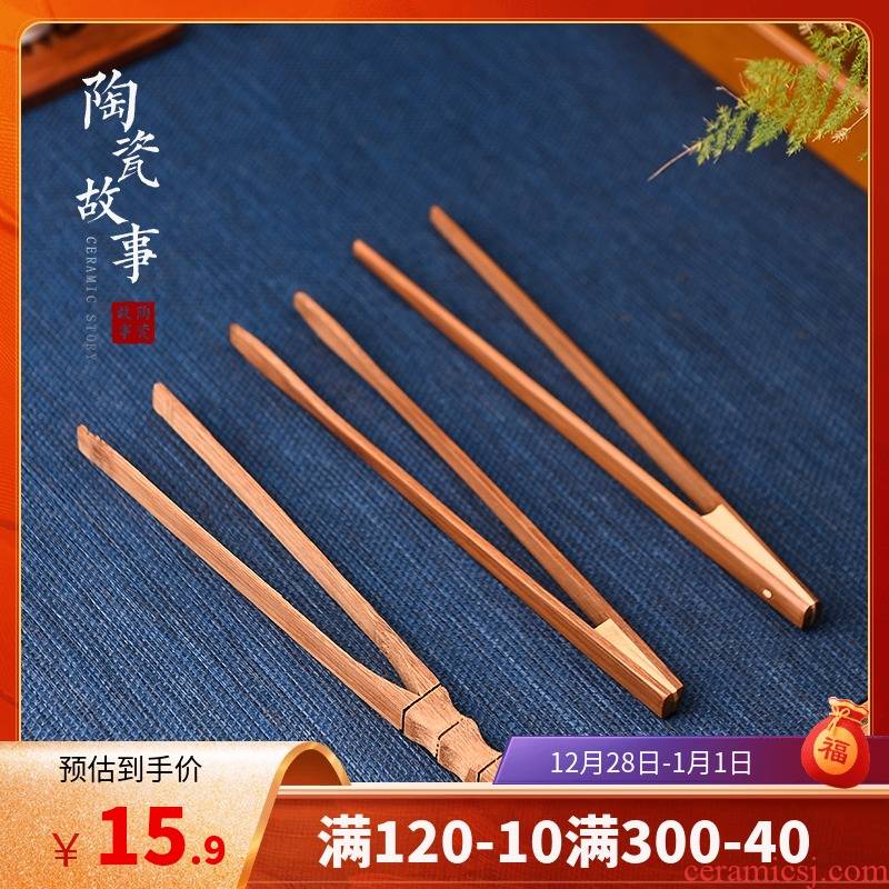 Ceramic story ChaGa bamboo single ebony wood Japanese high antiskid tea six gentleman tea accessories