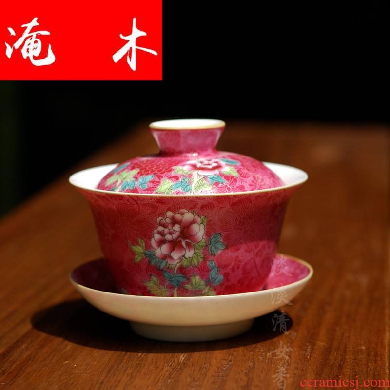 Submerged wood all hand delicate pastel grilled peony flowers tea tureen jingdezhen manual steak boutique tao tao