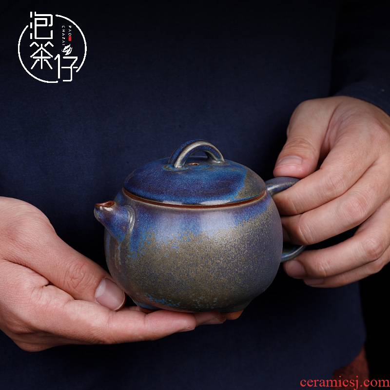 Jin shenhou jun porcelain tea set Chen Juncai vigour blue pot of pure manual teapot tea one with small single pot