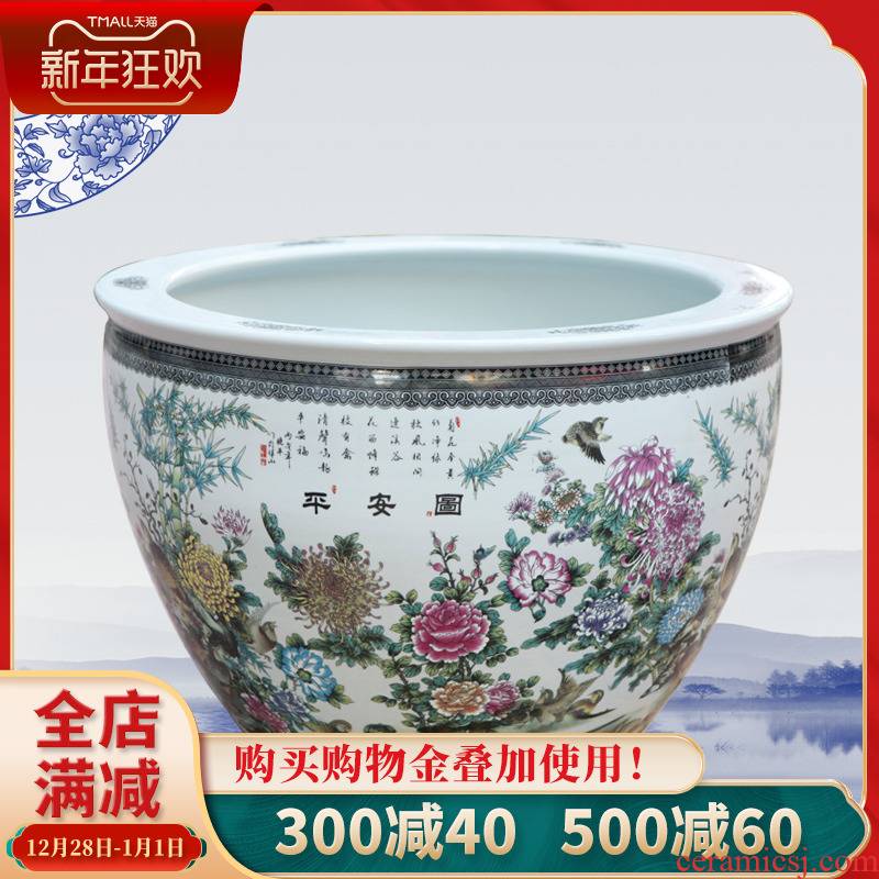 121 home furnishing articles of jingdezhen ceramic aquarium fish tank water lily bowl lotus cylinder tank floor furnishing articles