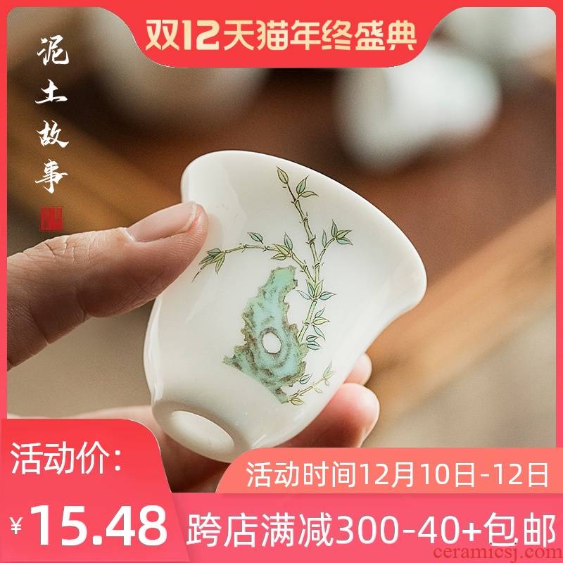Jingdezhen sweet white hand - made kung fu master single ceramic cups cup tea sample tea cup contracted household small type
