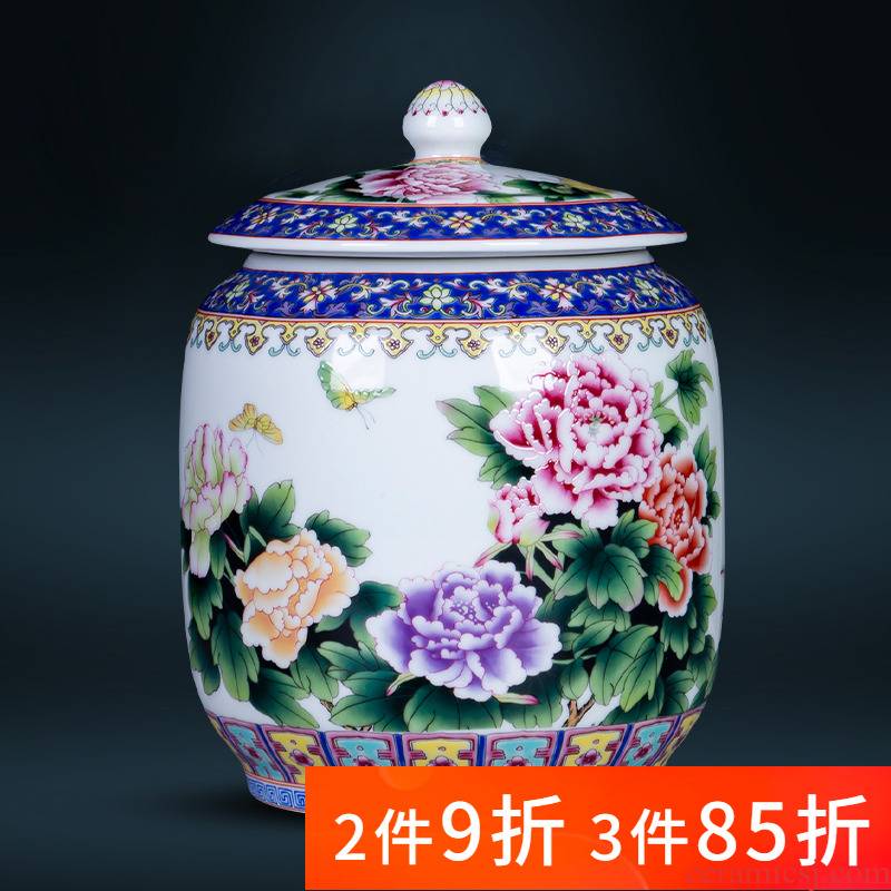 Jingdezhen ceramics colored enamel Chinese style household mouldproof moistureproof landscape scattered tea storage tanks receive a small pot
