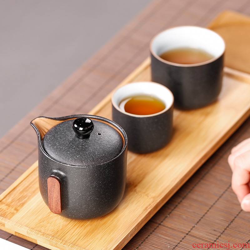 Coarse ceramic cup to crack a pot of two cups of 2 people travel kung fu tea sets of small portable bag 2 Japanese tea cups