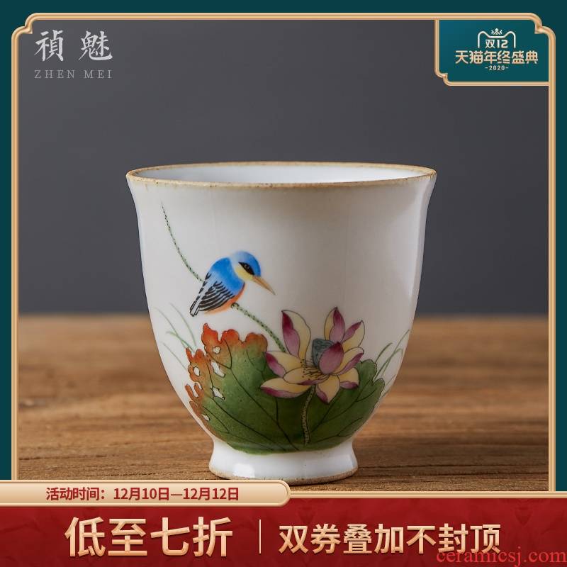 Shot incarnate the teacup jingdezhen ceramic your up hand - made lotus kung fu tea set sample tea cup masters cup single CPU