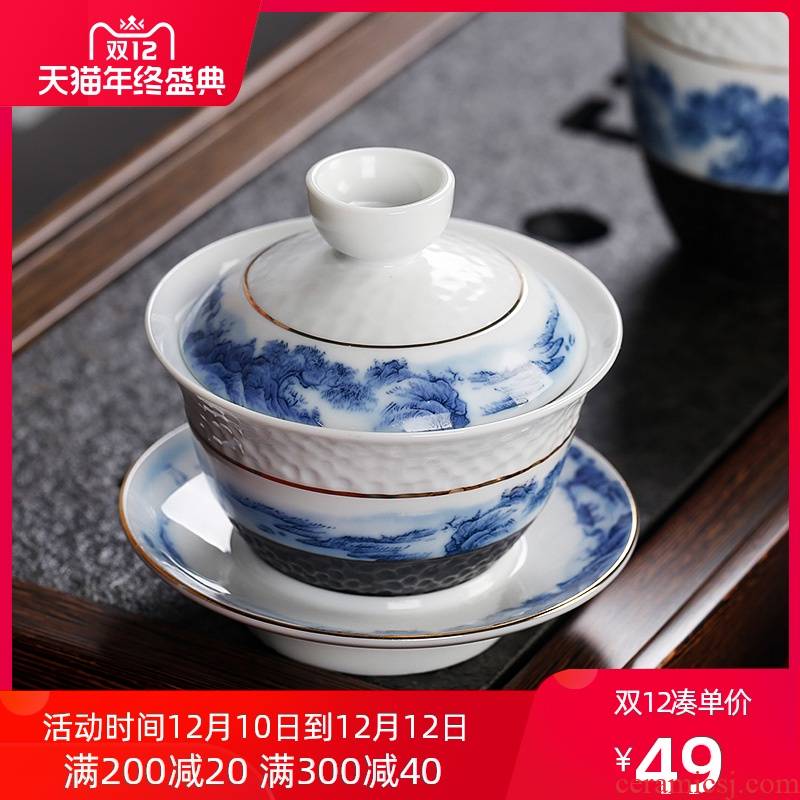 New one the use of Chinese style restoring ancient ways chinaware hammer only three cups of tea taking kunfu tea hand grasp tureen tea cups tea bowl