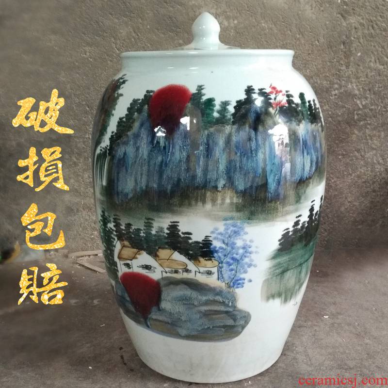 Jingdezhen big jar 100 catties of earthenware 50 barrel archaize mercifully wine GuanPing household seal storage tank