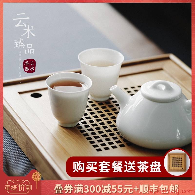 Tea set household of Chinese style pure manual white porcelain ceramic flower pot Tea ware kunfu Tea ware Tea cups