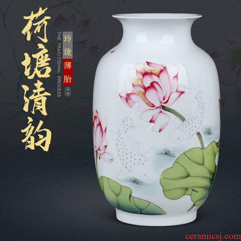 Jingdezhen famous hand - made ceramics vase furnishing articles sitting room of Chinese style household flower arranging dried flowers, decorative arts and crafts