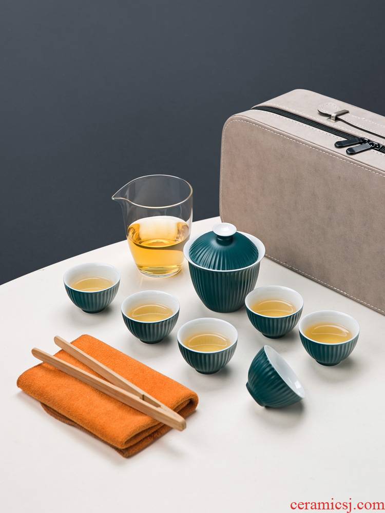 Jingdezhen ceramic tureen tea kungfu tea sets, small set of simple, portable is suing travel tea set