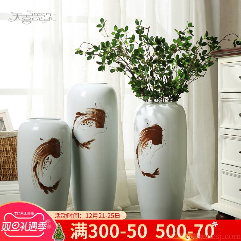 Jingdezhen modern ceramic floor vase creative furnishing articles contracted sitting room TV ark, flower arrangement home decoration