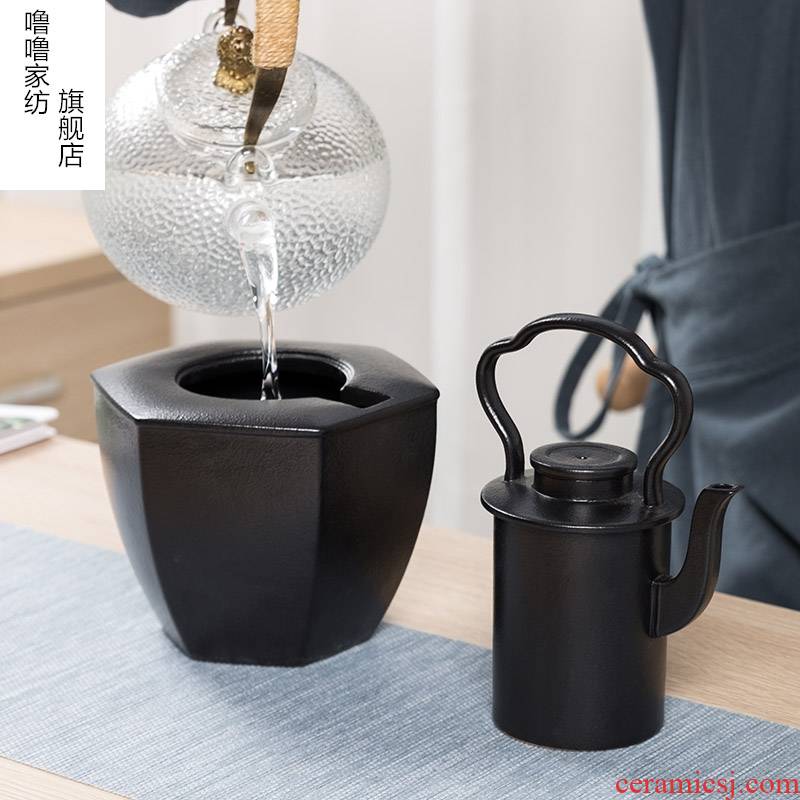 Wine temperature hot hip household black ceramic Wine suits for Chinese style imitation song dynasty style typeface warm yellow rice Wine temperature Wine pot two - piece outfit