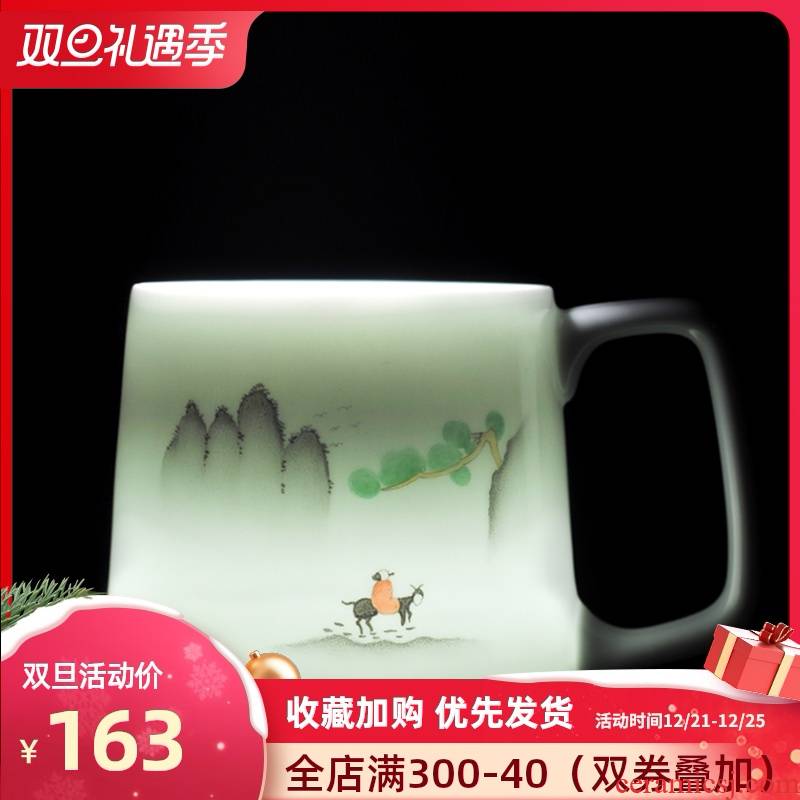 Jingdezhen creative household glass hand - made ceramic cup with cover with filter tea cup office gift cups cup