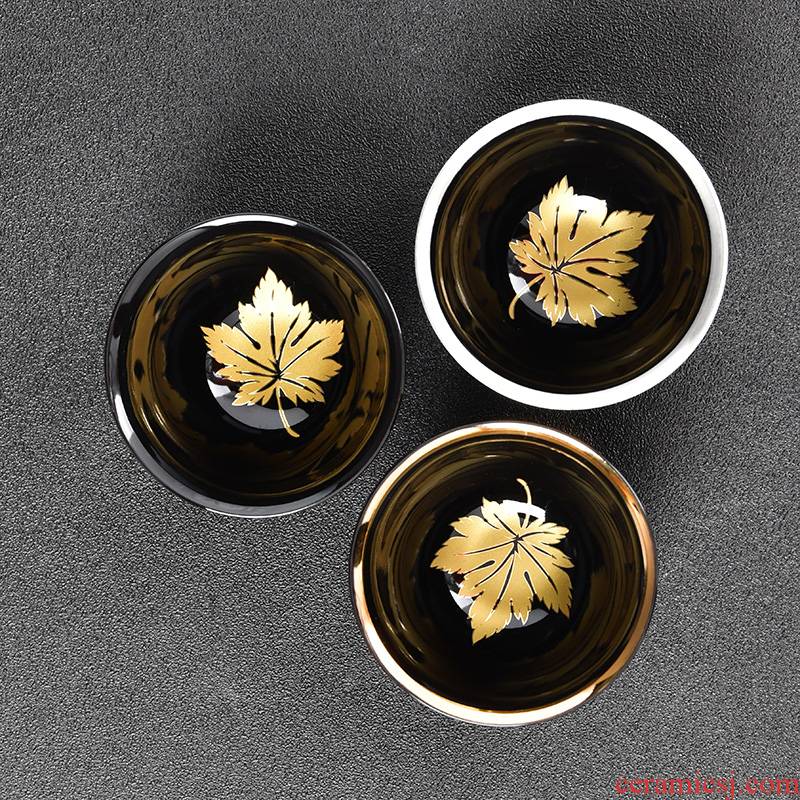 Tasted silver gilding small tea cups ceramic up kung fu masters cup hat to tea cup, a single sample tea cup bowl is light