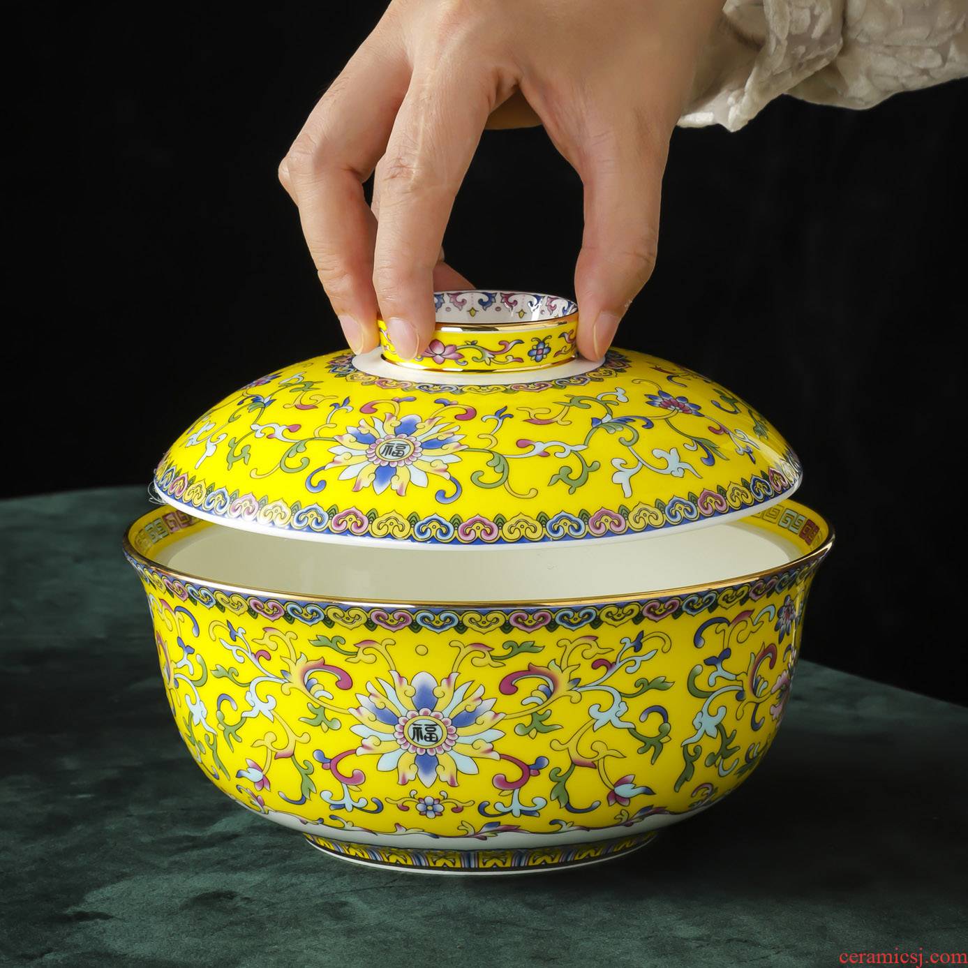 Jingdezhen porcelain enamel made pottery with cover mercifully rainbow such use Chinese style household porringer student canteen dormitory tableware bowls