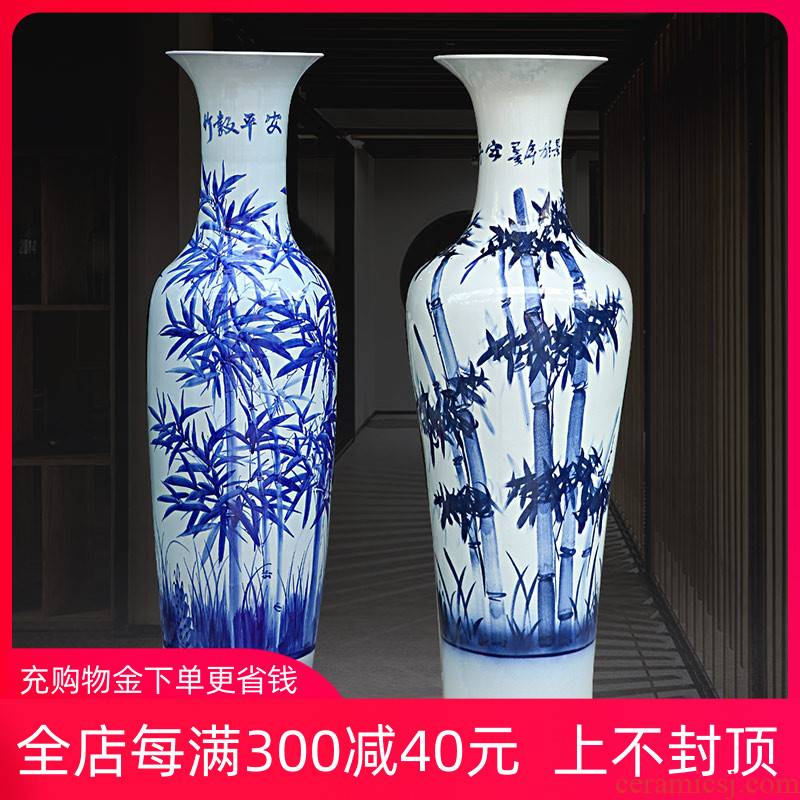 Bamboo at hand made blue and white porcelain vase landed safely big vase jingdezhen ceramics sitting room adornment furnishing articles