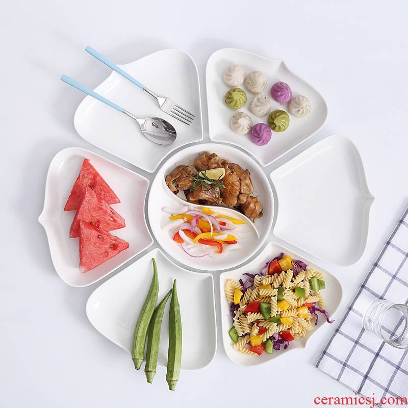 Ceramic platter creative dishes irregular circular plate combination bowl of the spoon home plate Japanese - style tableware suit